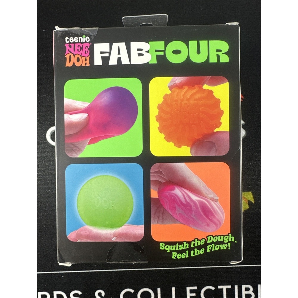 NeeDoh Teenie Fab Four 4-Pack Pink Purple Orange Swirl Schylling NEW - Picture 2 of 16